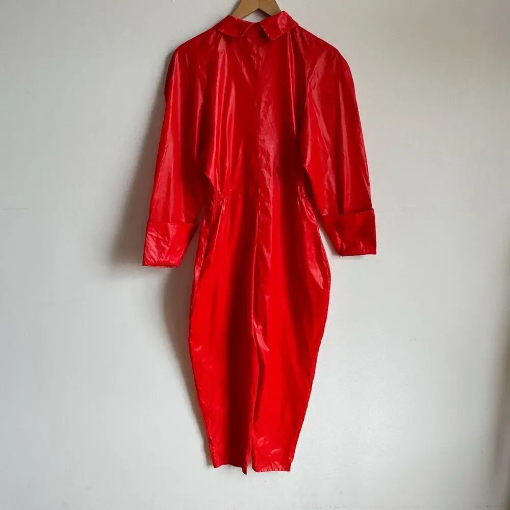 Vintage 1980s OMO NORMA KAMALI Red Jumpsuit - Picture 3 of 8
